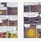 Es sind zwei Comic-Seiten mit sprechenden Tieren. Sie diskutieren eine Mission und finden einen Schlüssel.