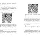 Links: 

- "There. I’ve given my white-squared bishop a new pathway for diagonal ventures."
- "Calamity settles its gaze on the board. Moves the second white knight forward. 'Better start worrying.'"
- Schachbrett mit Figuren.
- "Trash-talking, from this tempestuous tot? Edgar would be shocked."

Rechts: 

- "A solid move, because . . . oops. Here is our first foray."
- "By moving my bishop, I have pinned one of White’s knights."
- Schachbrett mit anderen Figurenpositionen.
- "Above, a curtain flutters, then goes still. I freeze."