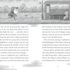 Eine Illustration zeigt einen Regensturm. Links rennt ein Kind im Regen, rechts sitzt ein Hund im Bushaltestellen-Unterstand.