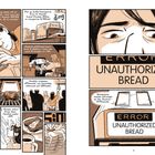 Illustration: Eine Frau schaut besorgt auf einen Toaster. Auf dem Display steht "ERROR UNAUTHORIZED BREAD".