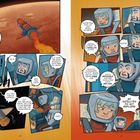 Illustration: Astronauten in Schock, Probleme im All, Debatte über Satellitenexplosion; intensive Emotionen und Spannung.