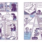 Ein Comic mit Szenen in einem Geschäft und jemandem, der Vögel zeichnet. Es geht um Sportarten und Triathlons.