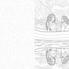 Illustration von zwei Frauen in einem Boot, umgeben von Bergen und Sternenhimmel, mit Spiegelung im Wasser.