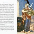 "The Odyssey" und englischer Text über Telemachus. Rechts eine farbenfrohe Illustration einer antiken Figur mit Speer und Helm.