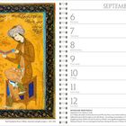 SEPTEMBER 2027: Kalenderseite mit Illustration eines jungen Mannes im Orient, der ein Buch liest.