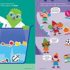 Links: "Help Dr. Fluffy... sink? float?" Rechts: "Help the gnomes... heaviest." Illustrationen: Dr. Fluffy, Gnome, Waage.