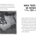 Texts: "When There Are No Answers", "I know Mama and Papa will not worry...creatures of the night." Illustration: A bat hangs upside down among trees.