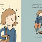 Links: Ein fröhliches Mädchen drängt sich nach vorne. Rechts: Eine Mutter mit ihrer Tochter; die Tochter seufzt.