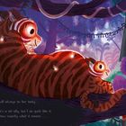 Text: "Mum also says I will always be her baby. I still think that’s a bit silly, but I do quite like it, because I know exactly what it means..."

Eine Illustration zeigt zwei Tiger, Mutter und Kind, liegend auf einem Ast in einem leuchtenden Dschungel.