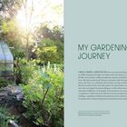 Links ein Glasgewächshaus im Sonnenlicht; rechts der Text "MY GARDENING JOURNEY" auf hellblauem Hintergrund.