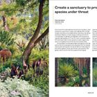 Create a sanctuary to protect species under threat. Üppiger grüner Garten mit Bäumen, Sträuchern und verschiedenen Pflanzen.