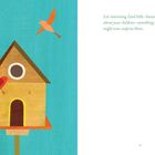 Text: „nurture. List interesting (and little-known) facts about your children—something that might even surprise them:“. 

Illustration: Ein Vogelhaus vor blauem Hintergrund mit zwei Vögeln.