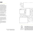 Text: "Linear Landscape", Anweisungen zur Fertigstellung einer Landschaft mit Linien, inspiriert von Vincent van Gogh. Zeichnungsvorlage mit leeren Rechtecken. Zitat: "How much can be done using lines that are expressive!"—Vincent van Gogh.