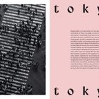 Text: "tokyo" oben und unten. Beschreibung von Tokio als lebendige und vielfältige Stadt. Links Schwarzweißfoto eines Zebrastreifens mit vielen Menschen.