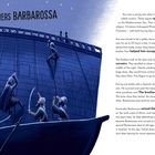 THE BROTHERS BARBAROSSA. Illustration zeigt Männer, die ein Schiff entern. Rechts Text über das Leben von Aruj und Hizir Barbarossa.