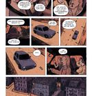 Comic mit Personen im Auto, Diskussion über Sitzordnung. Vier Personen debattieren. Außenansicht zeigt das Auto in der Stadt.