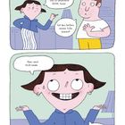 Illustration mit zwei Personen in einem Gespräch: „Stimmt! Das ist tatsächlich DEINE Socke.“ – „Soll das heißen, meine Füße stinken?!“ – „Aber nein! Nicht beide ... Nur der eine!“