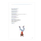 Inhaltsverzeichnis mit Themen wie "Rechtschreibung üben" und "Grammatik üben". Illustration: Person macht einen Handstand.