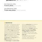 Snacks und Fast Food. Angaben auf Deutsch und Englisch zum Bestellen. Beschreibung britischer Esskultur und Fast Food.