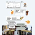 EINSTIEG: Bar und Restaurant. Getränke aufgelistet; Espresso, Cappuccino, Aperitif. Dialog zu Bestellungen in Café.