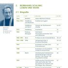 2. BERNHARD SCHLINK: LEBEN UND WERK. 2.1 Biografie. Tabelle mit Jahren, Orten, Ereignissen und Alter. Links ist ein Porträt.