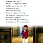 Dialog über Erfolg beim Reiten. Illustration: Mann in rotem Reitoutfit steht nachdenklich im Stall.