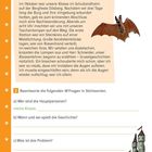 Seite 12, Überschrift: "Eine Geschichte weiterschreiben." Text über eine Klassen-Nachtwanderung. Illustration mit Fledermaus.