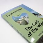 Buchcover mit Titel "The Call of the Wild", Autor Jack London. Grüner Hintergrund, Abbildung von Eis und Wasser.
