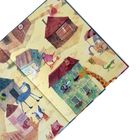 Text: "Grosser Friseur Contest." Illustration mit bunten Tieren, Gebäuden und verspielter Szenerie.