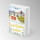 Text: "Marie Merburg, Leuchtturmzauber, Roman, Lübbe." Illustration: Ein Haus an einer Küste mit Leuchtturm.