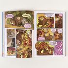 Illustration von Katzen mit Beschriftungen: "Blaustern", "DonnerClan". Blaustern führt den Clan weise und mutig durch Gefahren.