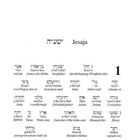 Text in der Mitte: "Jesaja". Darunter hebräische und deutsche Begriffe mit Übersetzungen. Eine biblische Aufstellung.