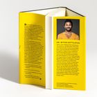 Auf gelbem Hintergrund stehen Textpassagen über Gedanken und Motivation. Rechts Foto einer Person mit der Aufschrift „DR. BIYON KATTILATHU“.