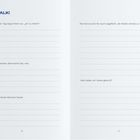 Linke Seite: "LET’S TALK! Wie war es, einen Tag lang immer nur 'Ja' zu hören?" Rechte Seite: "Wie hat es sich für euch angefühlt, die Rollen einmal zu tauschen?"