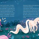 Texte: Ein Gespräch zwischen Sternenschweif und Laura. 
Illustration: Ein Mädchen, rosa Felsen, Einhorn, Wald.