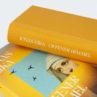 Text: "JONAS EIKA OFFENER HIMMEL". Zwei übereinanderliegende Bücher, eines zeigt Vögel und ein gemaltes Gesicht.