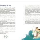 "Europa und der Stier" als Titel. Die Geschichte behandelt Zeus' Verwandlung in einen Stier. Unten rechts Illustration: Europa reitet auf dem Stier im Wasser.