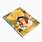 Kinderbuch über Leonardo da Vinci; er sitzt zeichnend, umgeben von Erfindungen und Gemälden.