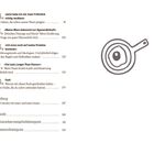 Kapitelnummern und Titel mit Seitenzahlen. Rechts oben: einfache Illustration einer Pfanne mit Spiegelei.