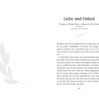 Titel: Liebe und Einheit. Predigt zur Heiligen Messe zur Eröffnung des Pontifikats am Petersplatz, Sonntag, 18. Mai 2025. Eine feierliche Ansprache beginnt mit einem Zitat des heiligen Augustinus. Links im Bild ist eine stilisierte Blattillustration.