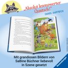 „Absolut lesenswerter Quatsch!“ Daniel Hartwich. In der Mitte ein aufgeschlagenes Buch mit farbenfrohen Tierbildern.
