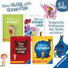 "Kleine HELDEN, große GESCHICHTEN! Ab 3 Jahren. Arthur und die Wahrheit, Ella und das Drachenchaos, Theo und die schlechte Laune, Leo und der Sorgenbär."