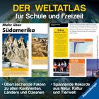 "DER WELTATLAS für Schule und Freizeit. Mehr über Südamerika." Foto von Bergen, Text über Klimazonen und Länderinformationen.