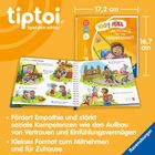 - Fördert Empathie und stärkt soziale Kompetenzen wie den Aufbau von Vertrauen und Einfühlungsvermögen.  
- Kleines Format zum Mitnehmen und für Zuhause.

Oben links ist das Tiptoi-Logo mit dem Slogan "Spiel dich schlau".  
Ein Kinderbuch mit dem Titel "Iggy Igel und die Sache mit der Freundschaft".  
Ein offenes Buch zeigt Illustrationen von Tieren in verschiedenen Alltagsszenen.
