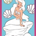 Illustration einer Meerjungfrau auf einem Felsen, umgeben von nummerierten Farbfeldern zum Ausmalen.