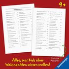 Texte: "9+", "Inhaltsverzeichnis", "Alles, was Kids über Weihnachten wissen wollen!", "Inklusive Rezepten", "Ravensburger". Zwei Inhaltsverzeichnisse auf weißem Hintergrund.