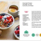 Overnight-Protein-Porridge mit Zimt, Kurkuma und Kakao. Zubereitung: 5 Minuten, Einweichen über Nacht. Zutatenliste enthalten.