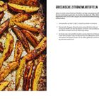 Griechische Zitronenkartoffeln: Rezept für knusprige Kartoffeln mit Zitrone und Oregano. Bild zeigt goldbraune Kartoffelspalten.