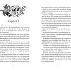 Kapitel 4. Eine Illustration einer Schlange mit Blumen. Fließtext folgt, der eine Geschichte erzählt. Seitenzahlen 28 und 29.