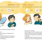 **Achtsam mit allen Sinnen:** sehen, fühlen, riechen, hören und schmecken. Kinder betrachten und probieren eine Rosine.
